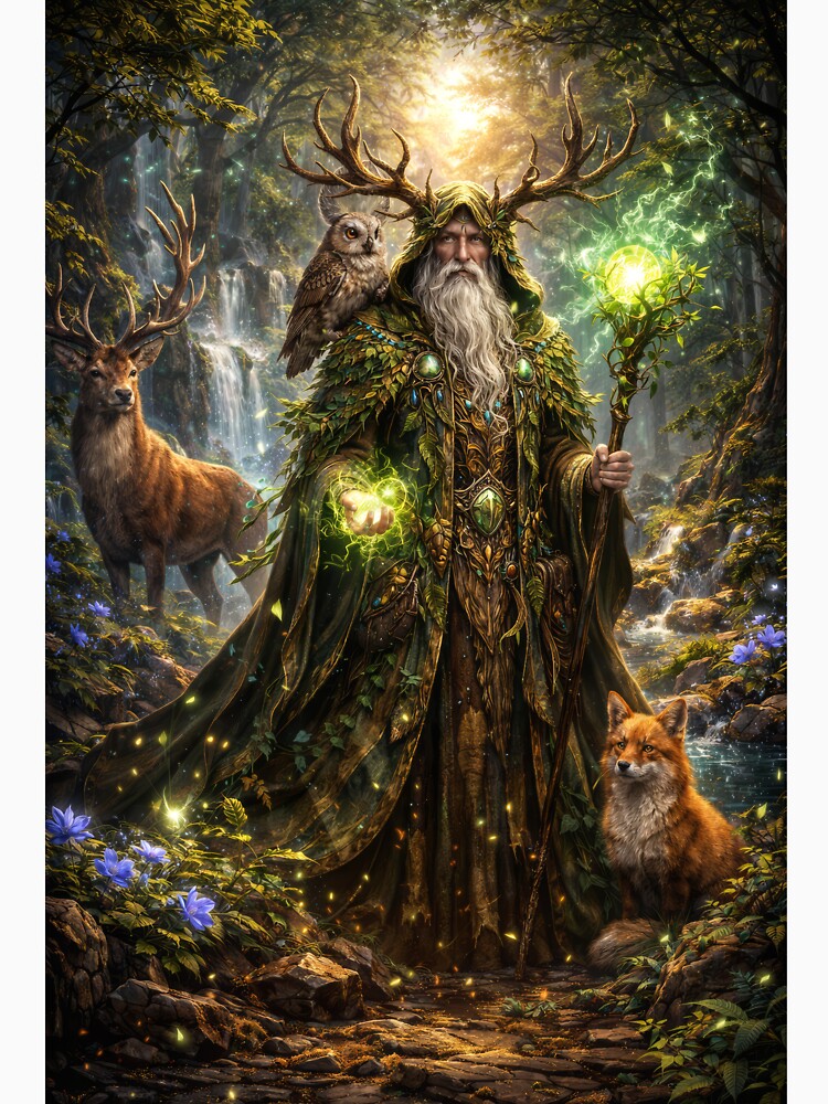 Ancient Forest Druid – Mystical Nature Mage Fantasy Art by DrakariArt