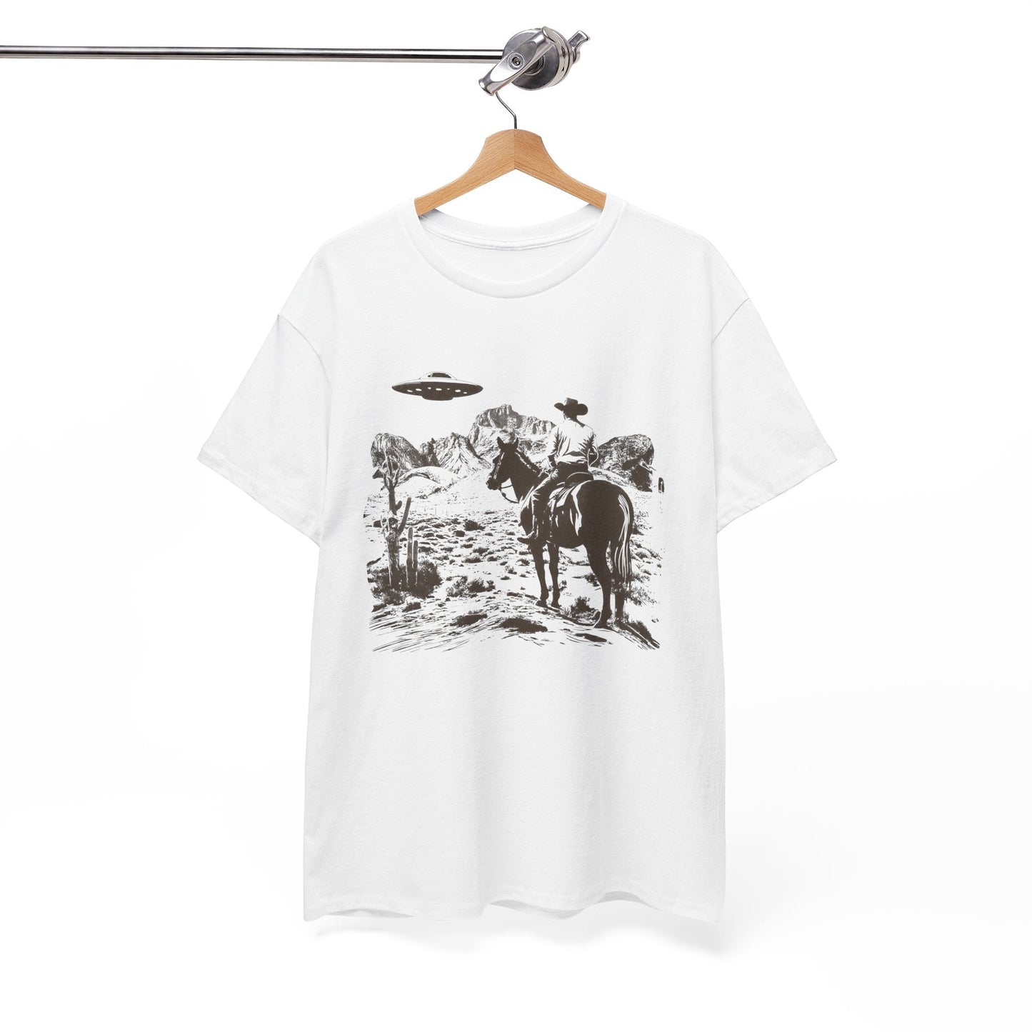 Retro UFO and Cowboy Western Graphic Tee.