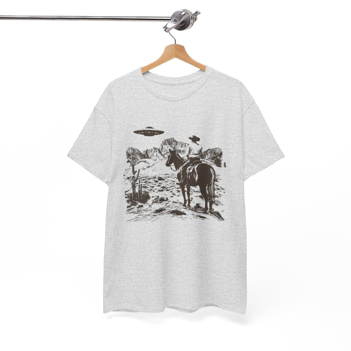 Retro UFO and Cowboy Western Graphic Tee.