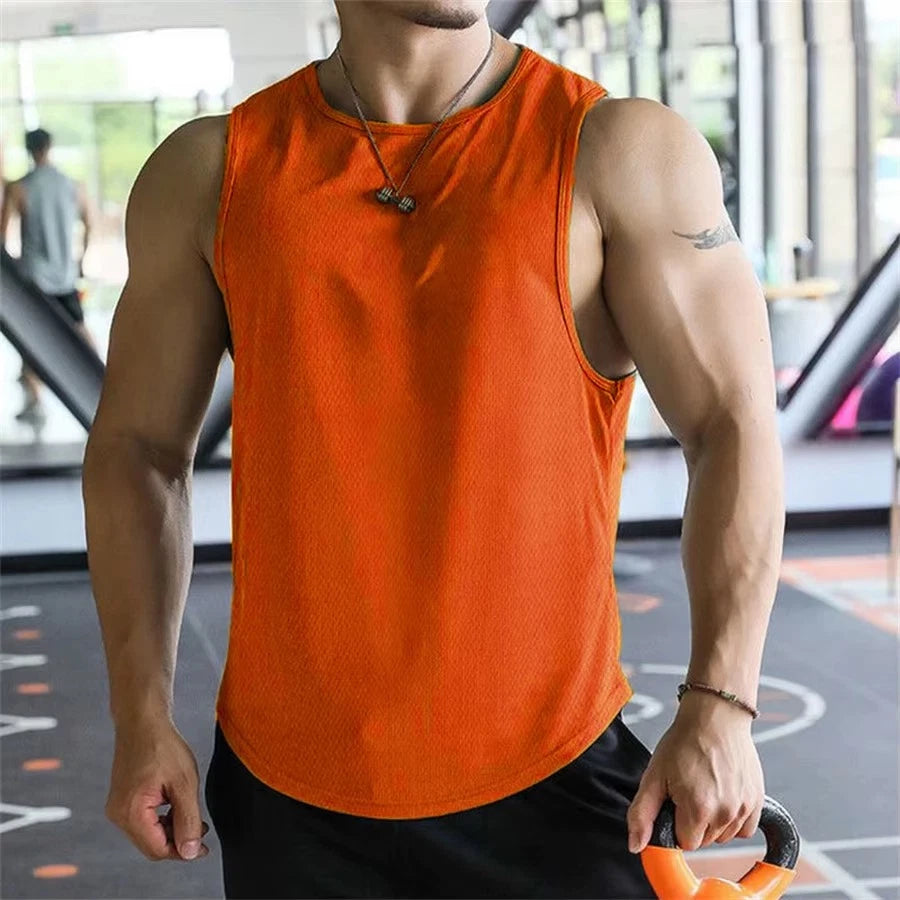 Mens Summer Breathable Mesh Tank Top Sleeveless Gym Fitness Basketball Tee