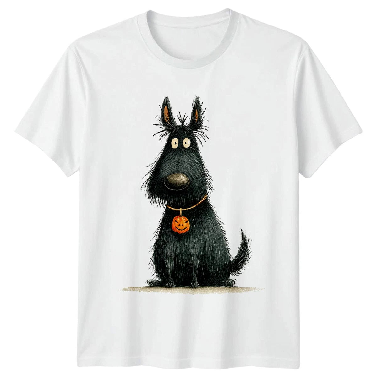 Scottish Terrier Halloween Dog Pumpkin Mens Womens Graphic Tee