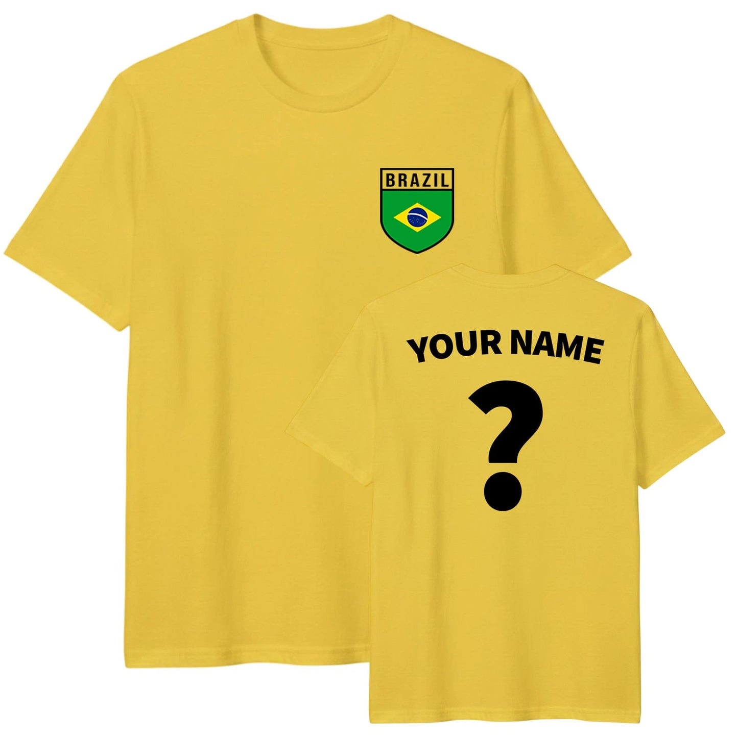 Personalised Brazil football T-Shirt,Custom Name and Number Tee,Brazil Badge Top