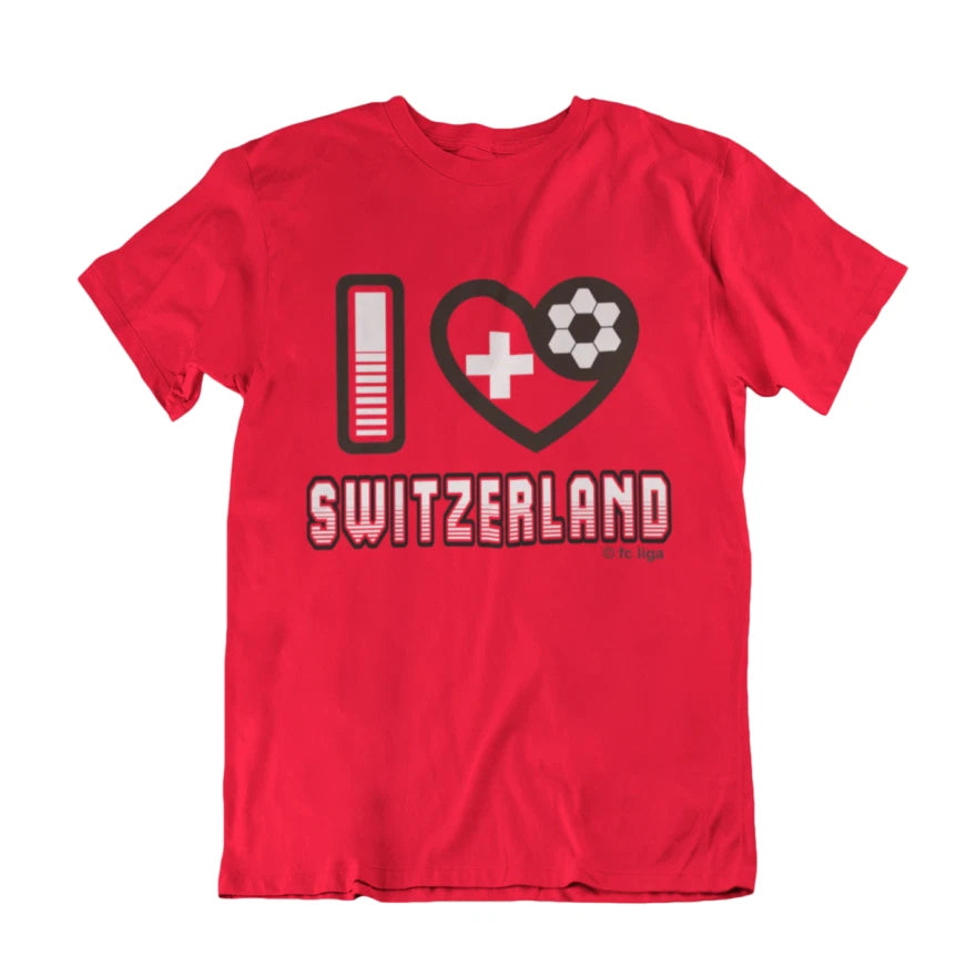 I LOVE SWITZERLAND Football T-Shirt 2026, Adults Kids Or Baby, World Cup
