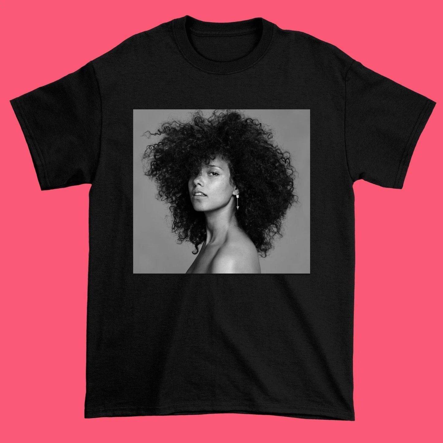 Alicia Keys Black Men Unisex Black Shirt QC98944a
