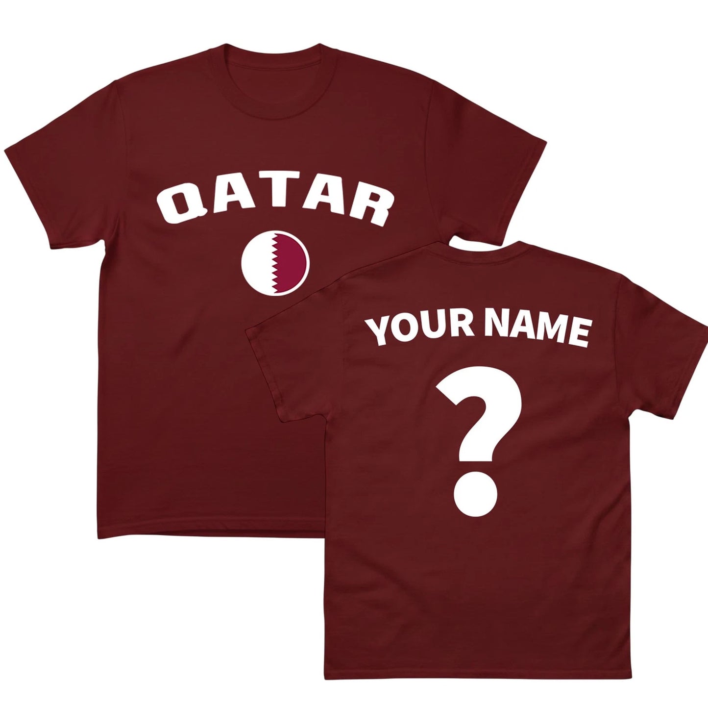 Qatar football T Shirt, Personalised football Tee, Custom Name and Number Top