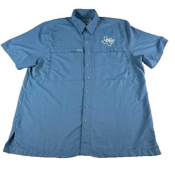 Game Guard Microfiber Shirt Mens XL Blue Button Up Customized for Olin MTS