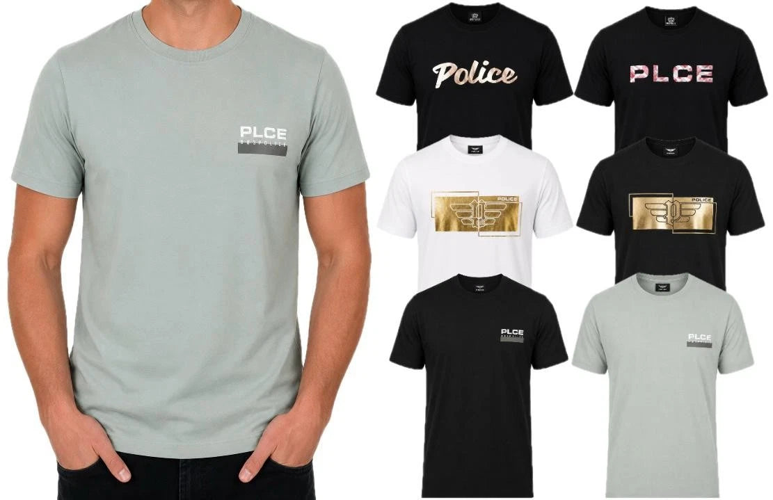 883 Police Men's T-Shirts Crew Neck Graphic Printed Summer Cotton Tee S-2XL
