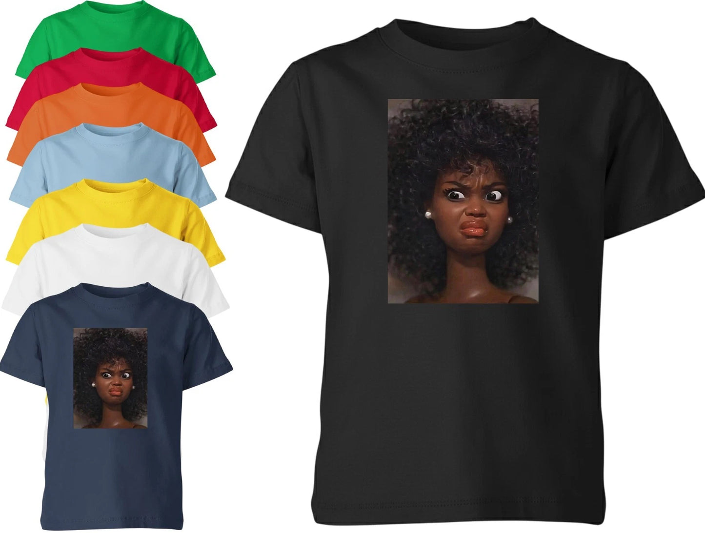 Creepy Doll Face Meme T Shirt Funny Kids Unisex Boys Girls Graphic Top