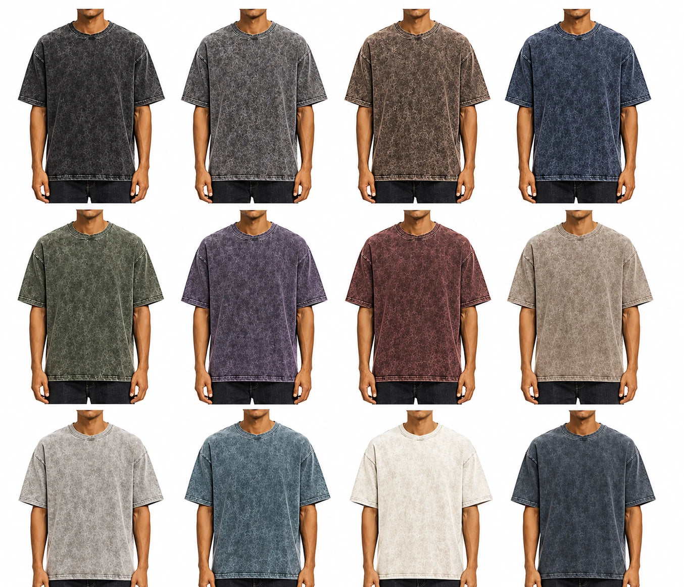 6 PK Unisex Men Women Acid / stone Wash T-Shirts cotton multicolour ( M )