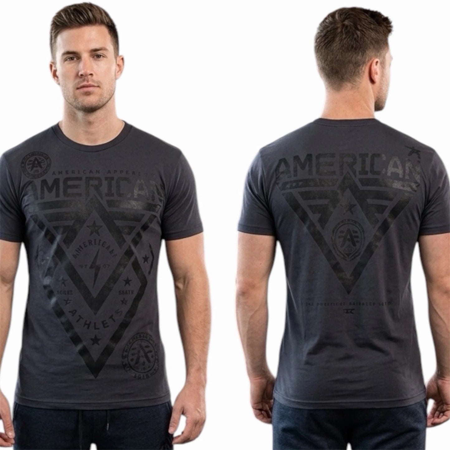 AMERICAN FIGHTER Dark Charcoal Grey Black ALASKA Athletic Graphic T-shirt NWT