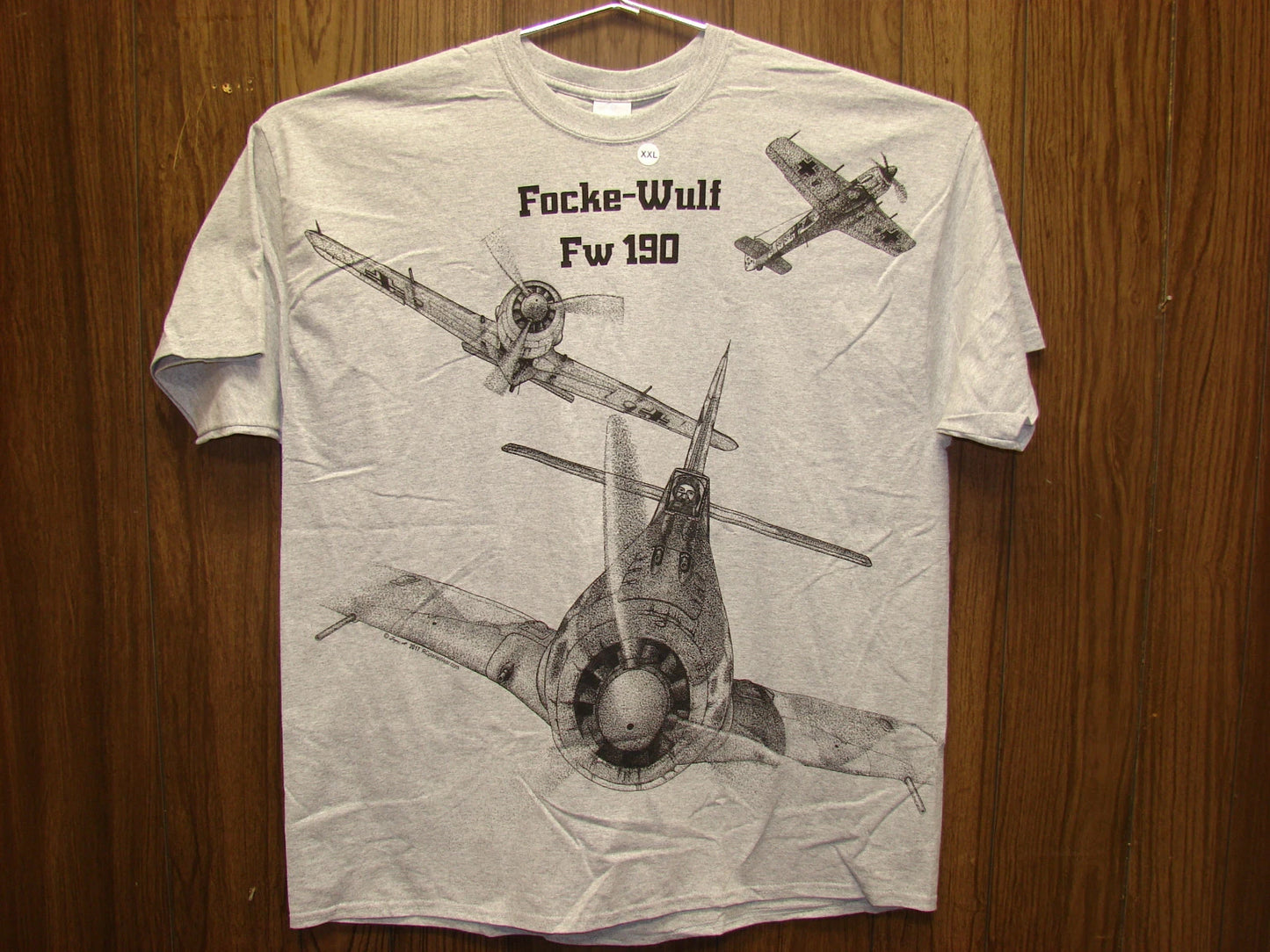 Focke-Wulf Fw190 WW2 Airplane T-shirt w/ HUGE print on front -- Youth & Adult
