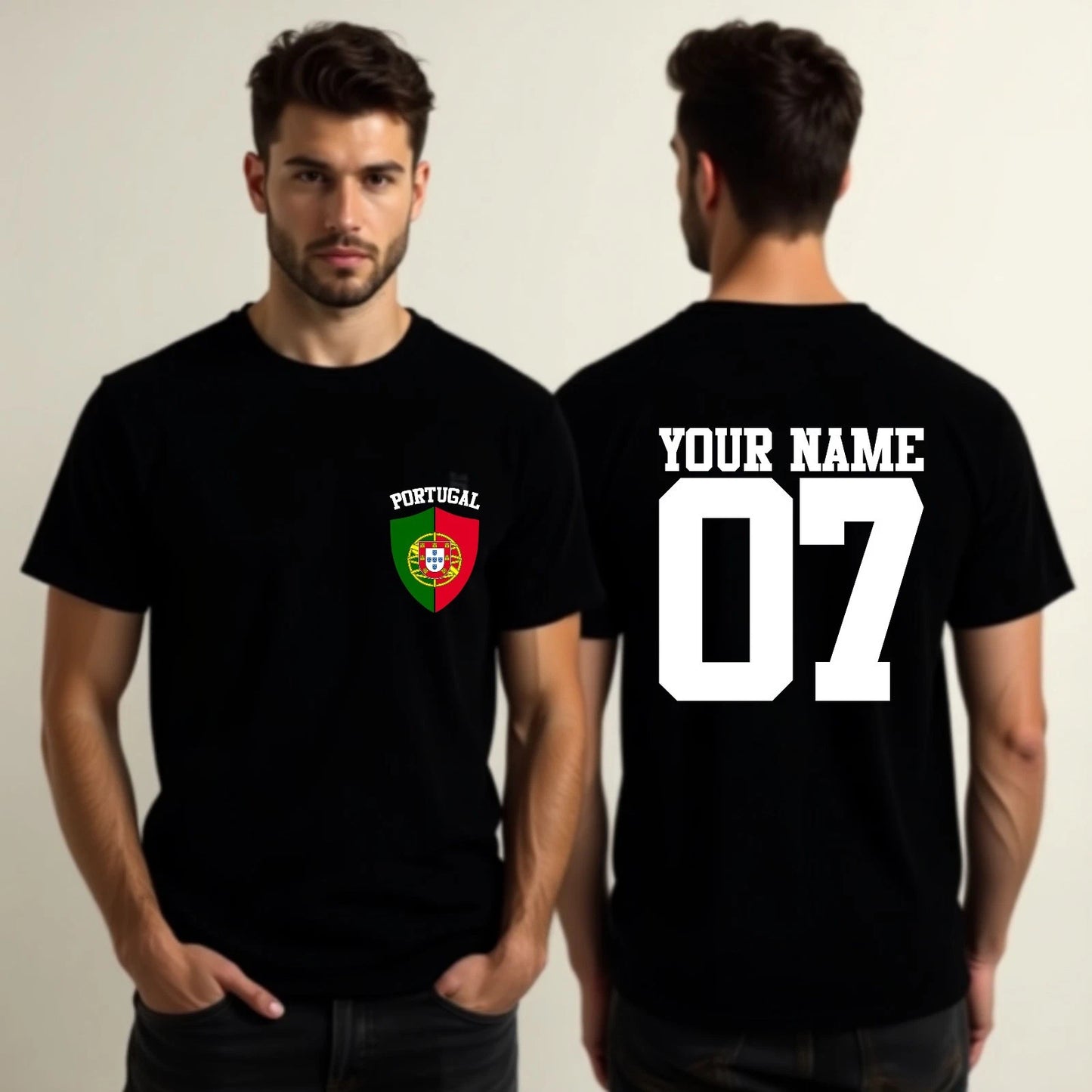 Personalized Team Potugal T-Shirt Custom Name Number Football Supporters Fan Top