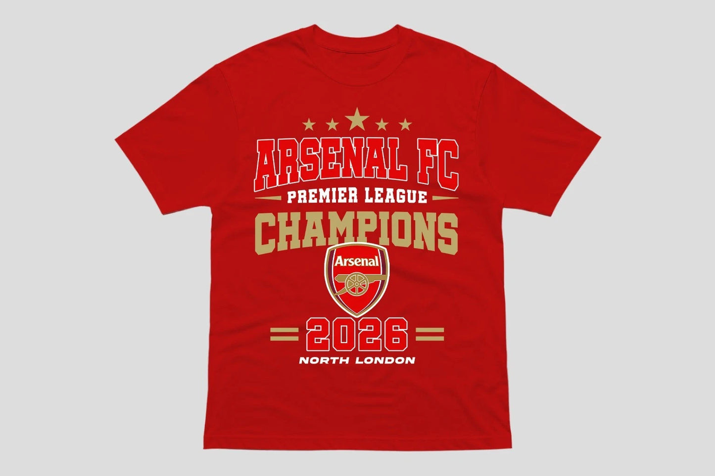 Arsenal FC Champions 2026 T-Shirt Premier League Winners Football ADULT