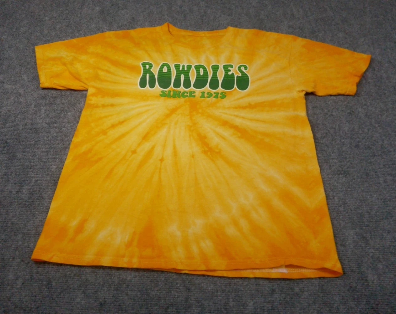 Rowdies Since 1975 Tie Dye T Shirt Mens Medium Yellow Tampa Bay Soccer Graphic T