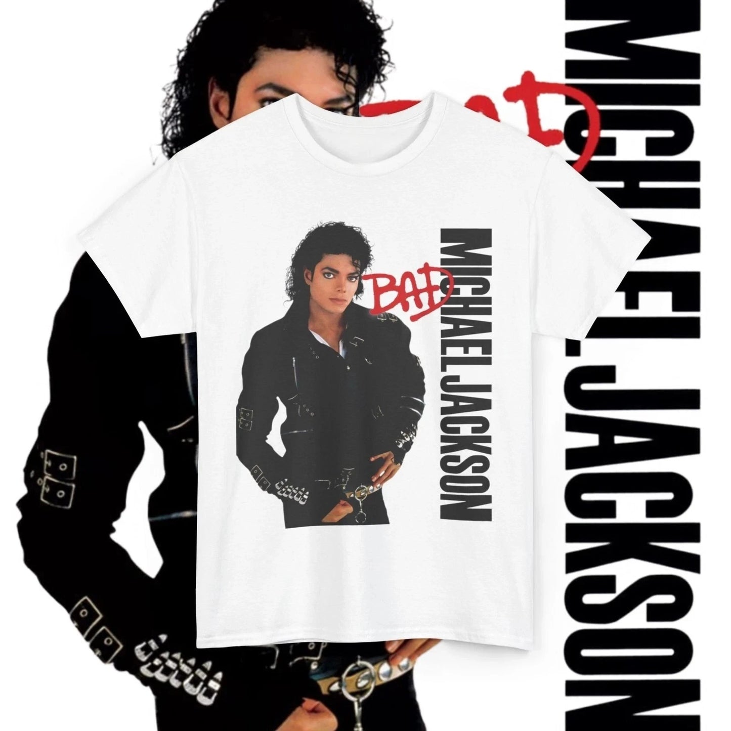 Michael Jackson Cotton T-Shirts Graphic Print Unisex MJ Bad Black Or White Tees