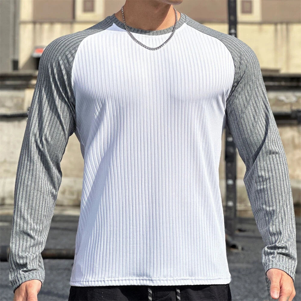 Men's Long Sleeve Fashion T-Shirt Classic Casual Baggy Round Neck Shirts