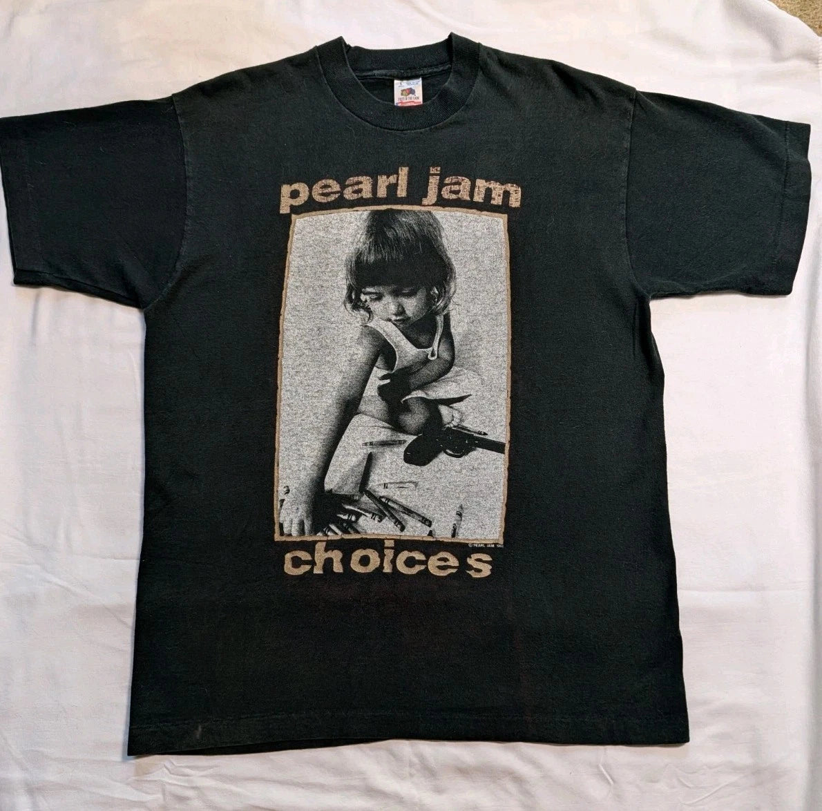 Vintage 1992 Pearl Jam Choices T Shirt Crayons To Guns USA Single Stitch Large
