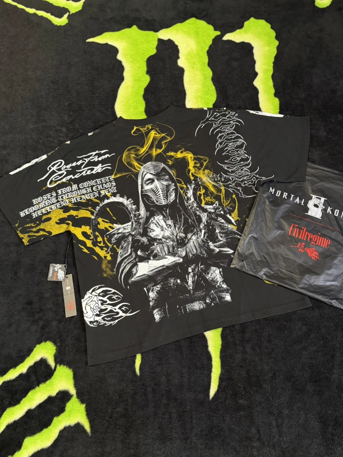 CIVIL REGIME Mortal Kombat Noob Saibot Scorpions Chaos OVERSIZED TEE T-Shirt NEW