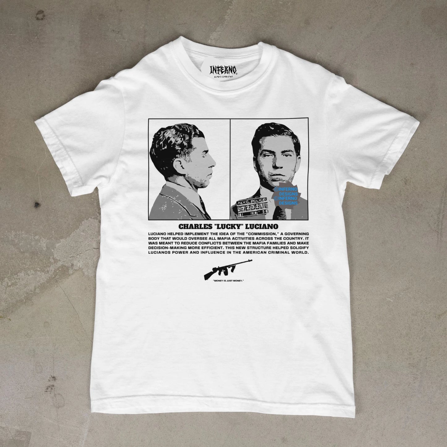 Mugshot Shirt, Lucky Luciano, Mob Mugshots, Mobster Mafia, Y2K Streetwear Shirt