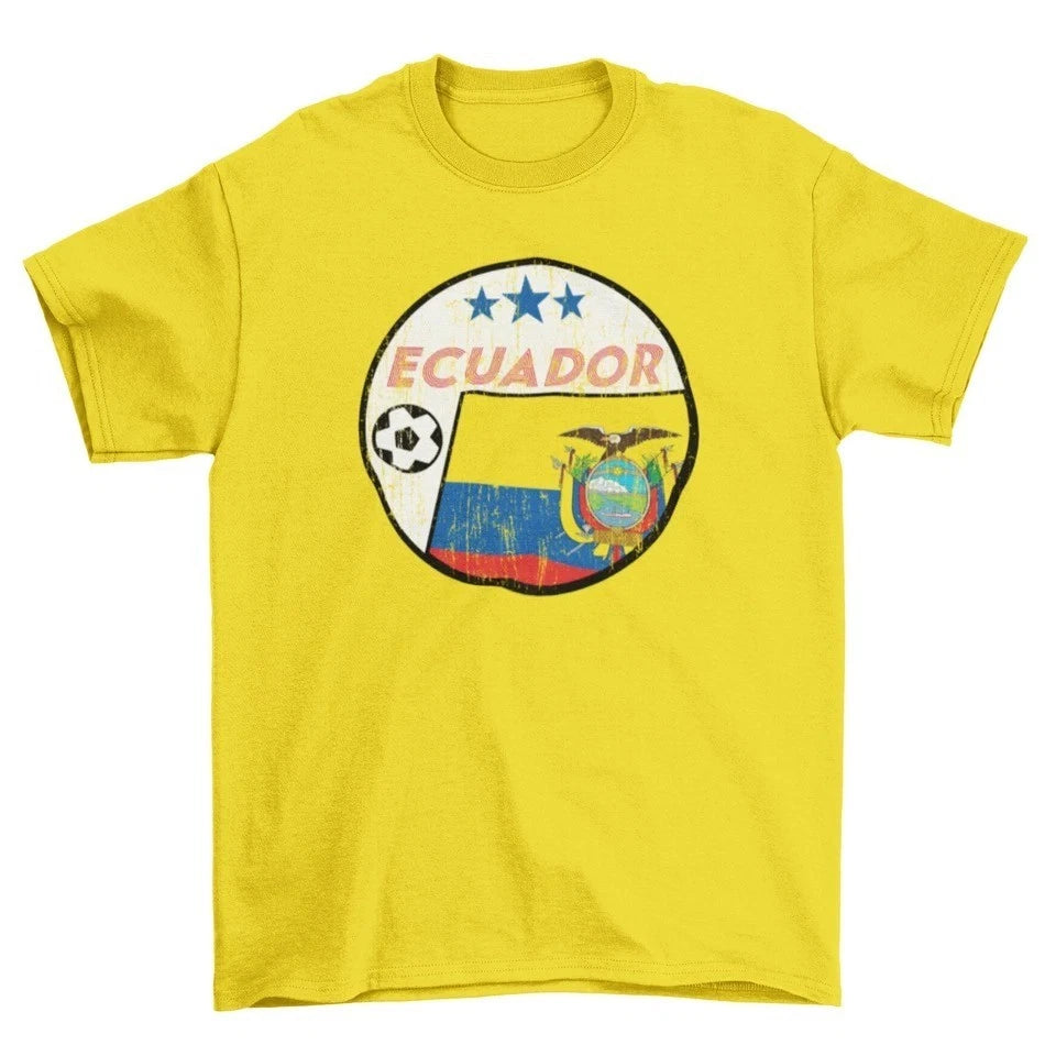ECUADOR Football T-Shirt 2026 Retro Circle, Adults World Cup Copa