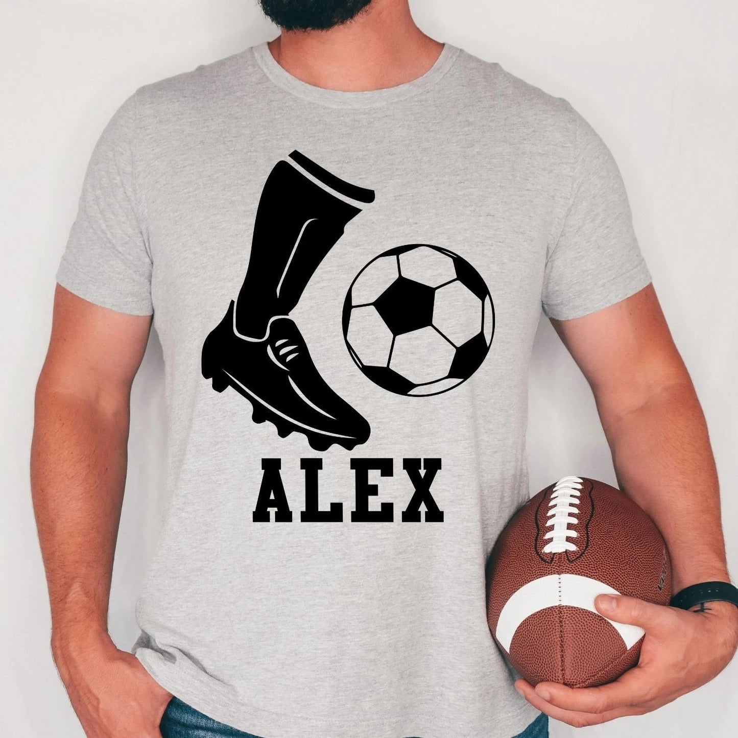 Personalised Football Shirt Custom Name Soccer Sports Tee Team Gift Xmas Tops