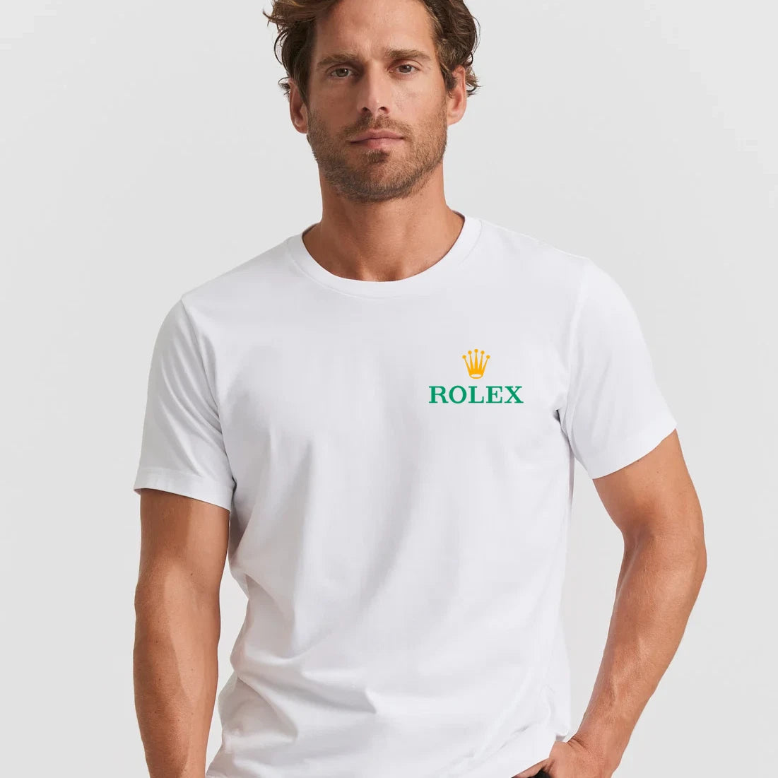 Premium Rolex T-Shirt Menswear White Cotton Streetwear Casual Style Gift Idea