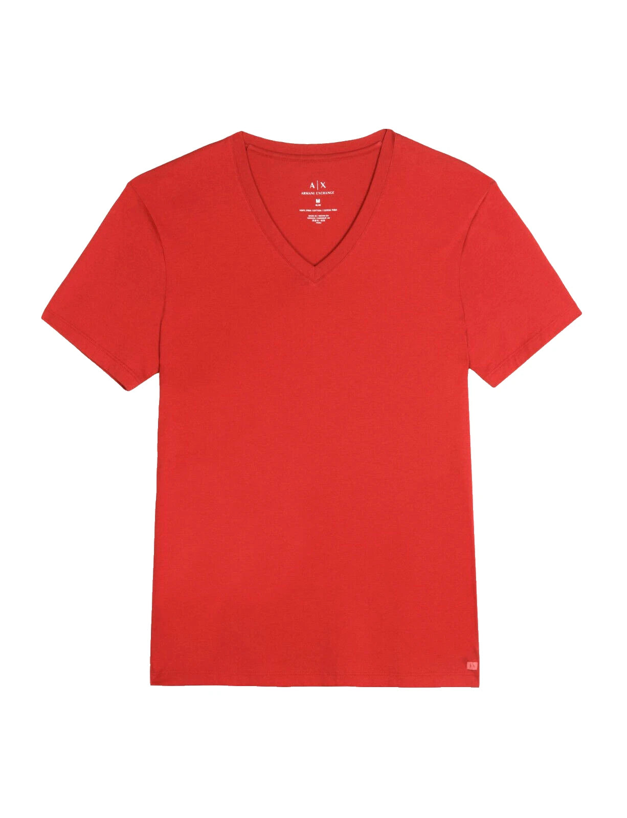 Armani Exchange Men's V-Neck Short Sleeve Pima Cotton T-Shirt, Coral , Sz M