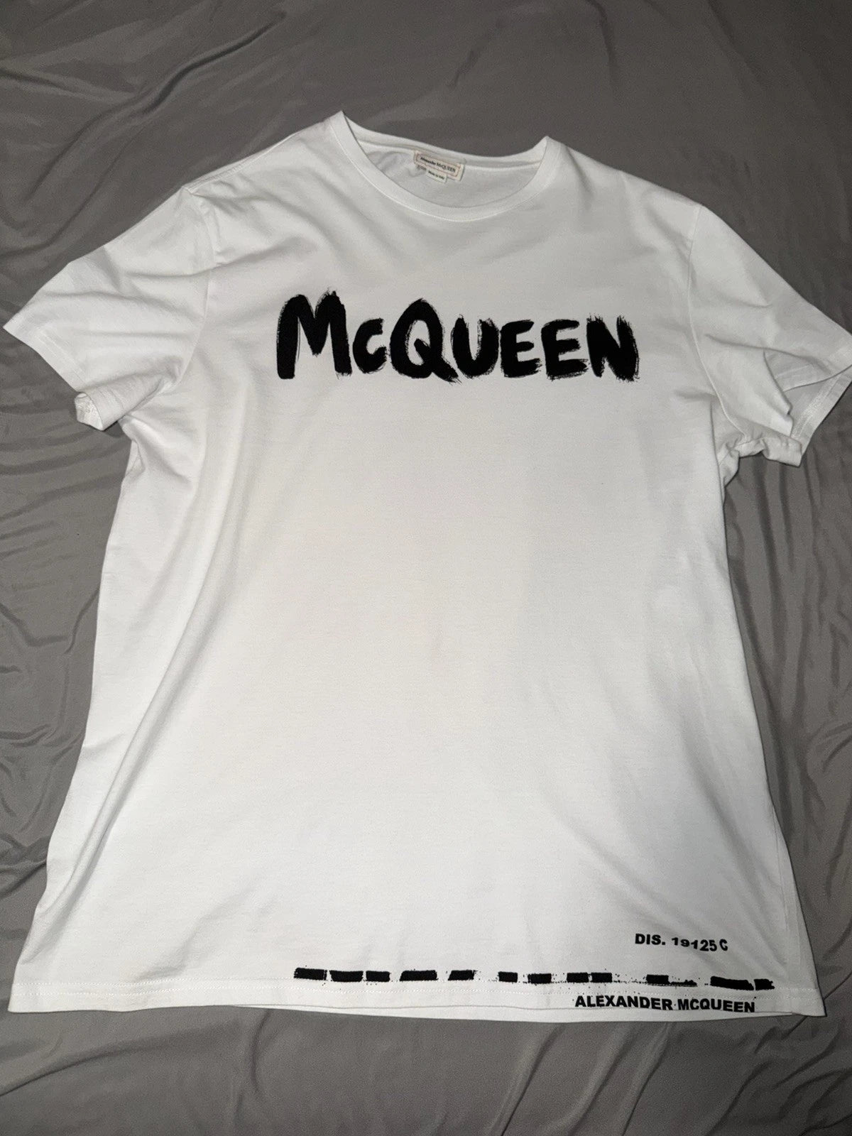 Alexander McQueen Men's White Graphic Logo Crew Neck T-Shirt XXL