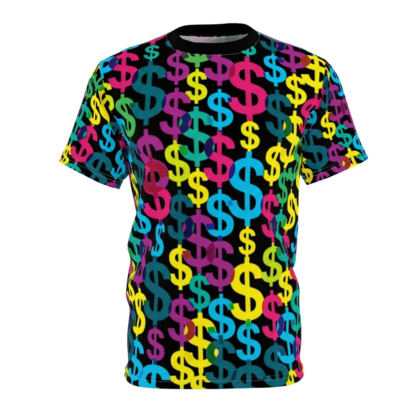 Neon Money Sign Pattern Tee | All-Over Print Shirt