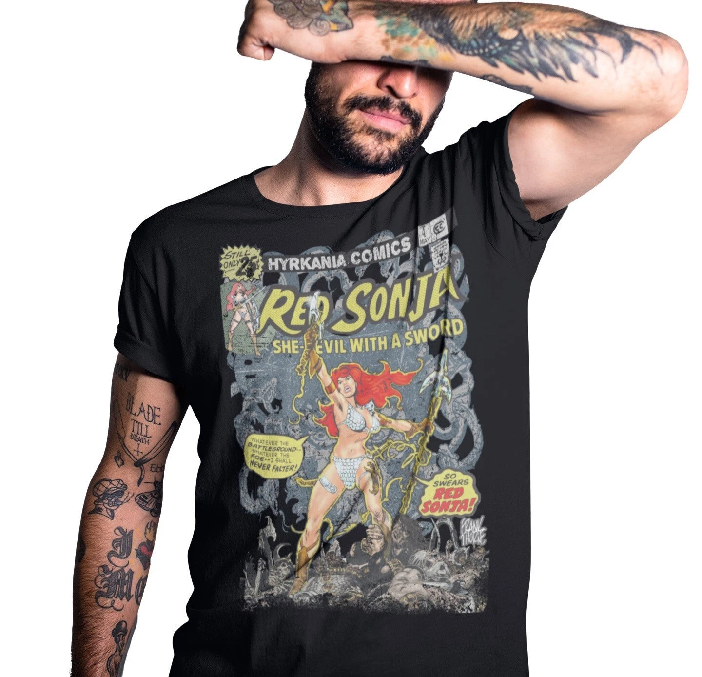 Red Sonja Frank Thorne Comic Legends Cover 4 Retro Vintage Official Mens T-Shirt