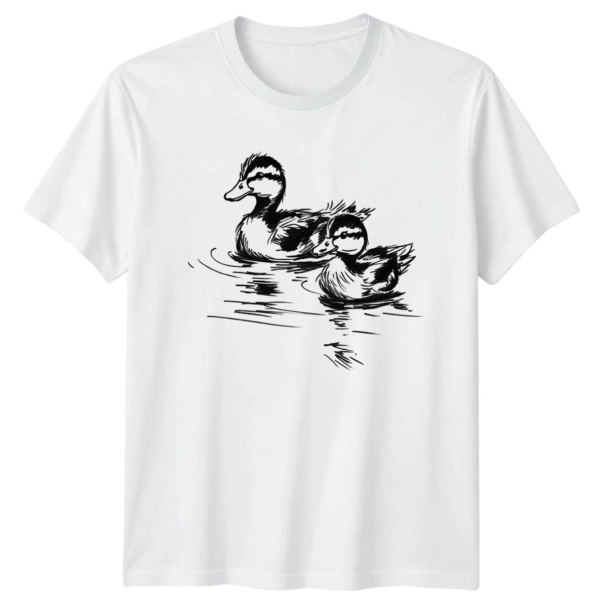Duck And Duckling Animals Ducks Sketch Art Mens T-Shirt Womens Tee