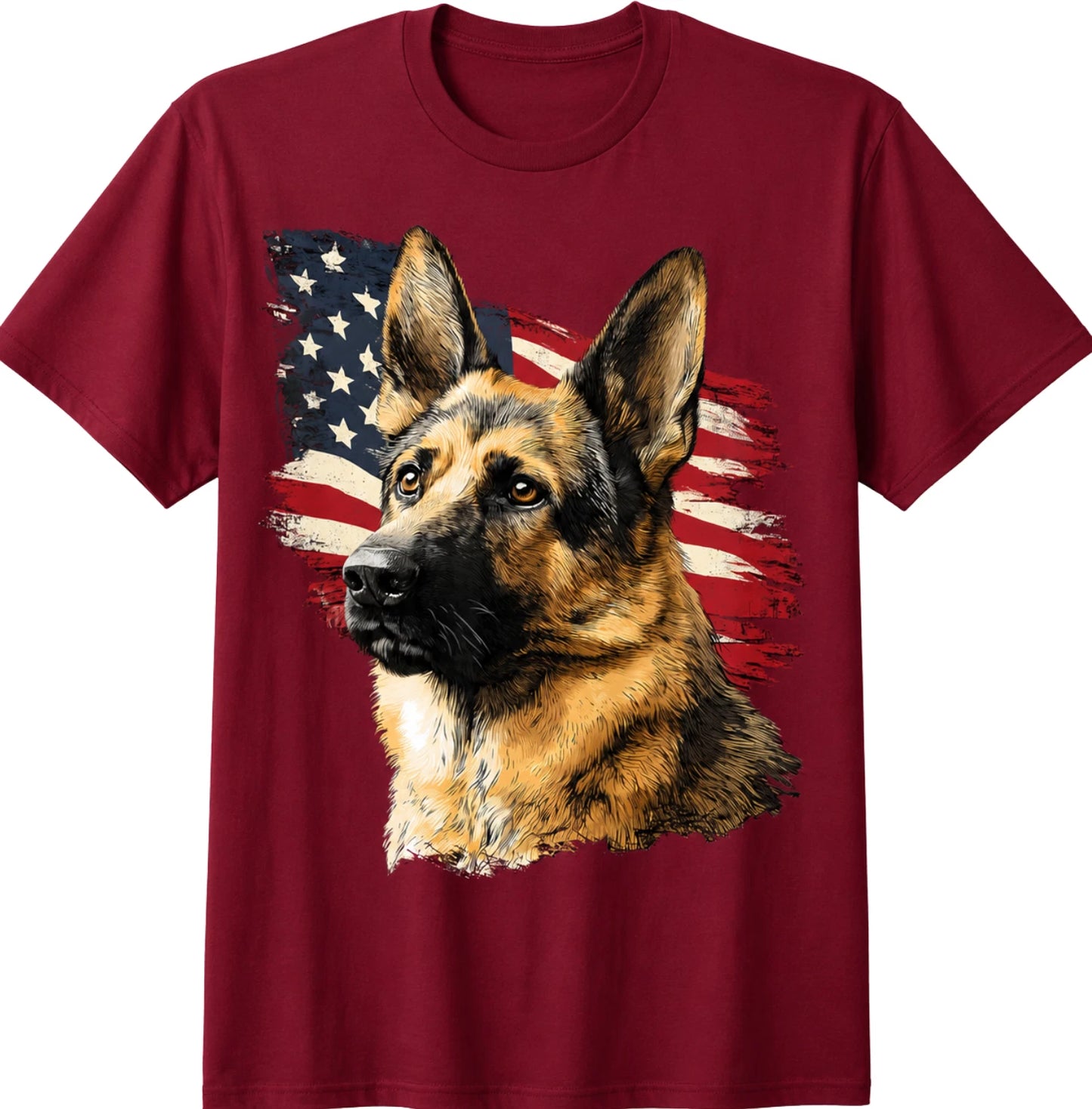 German Shepherd Dog American Flag Patriotic USA Dog Lover Gift T-Shirt Men Women