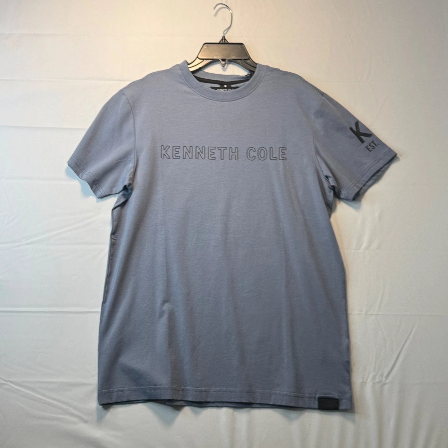 Kenneth Cole New York Mens Logo T Shirt Slate Blue Short Sleeve Stretch Tee