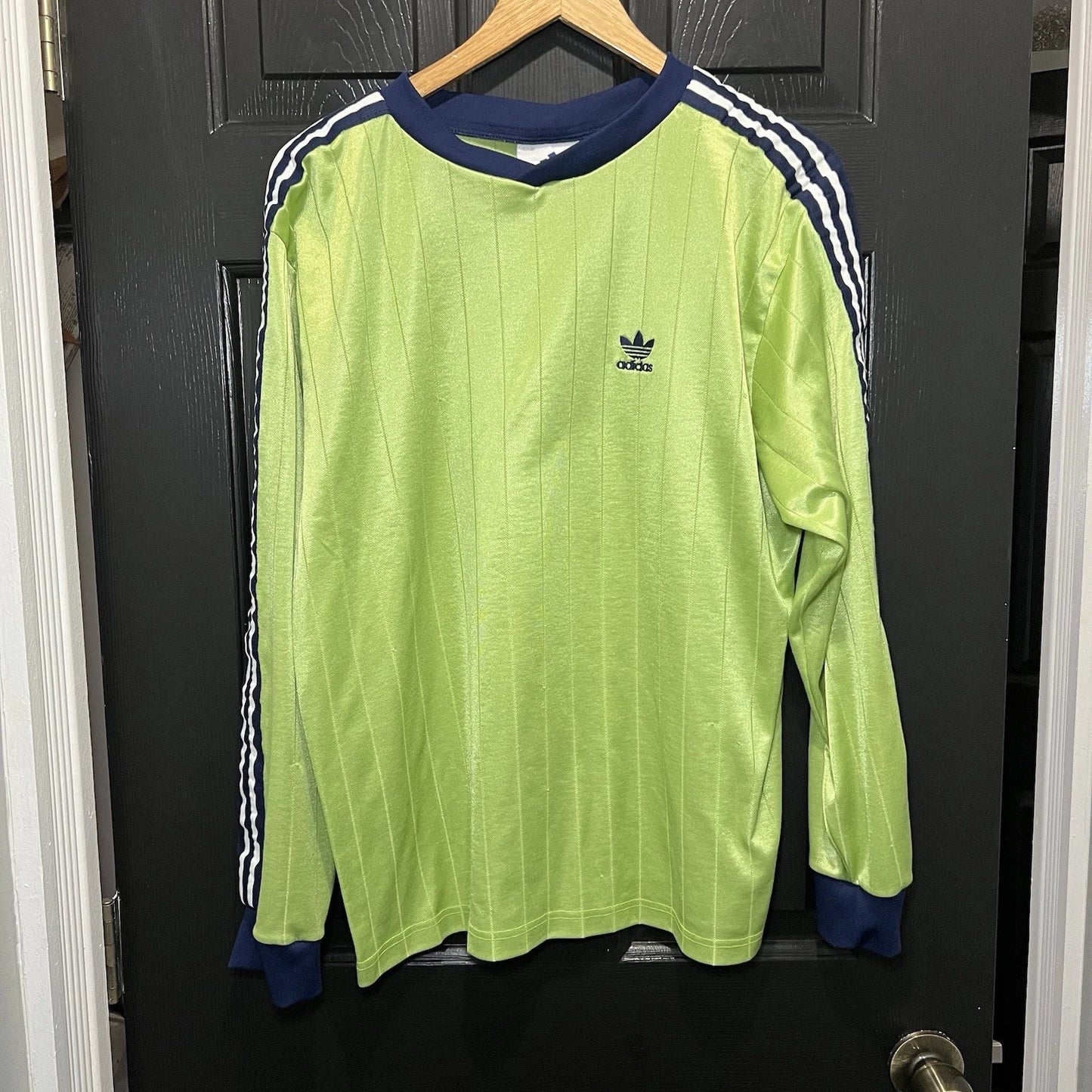 Vintage Adidas XL Jersey Lime Green - tiny snags see pics Soccer Retro Futbol