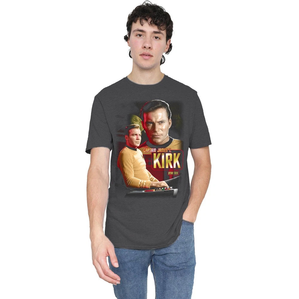 Star Trek Captain Kirk T-Shirt S-3XL, Charcoal