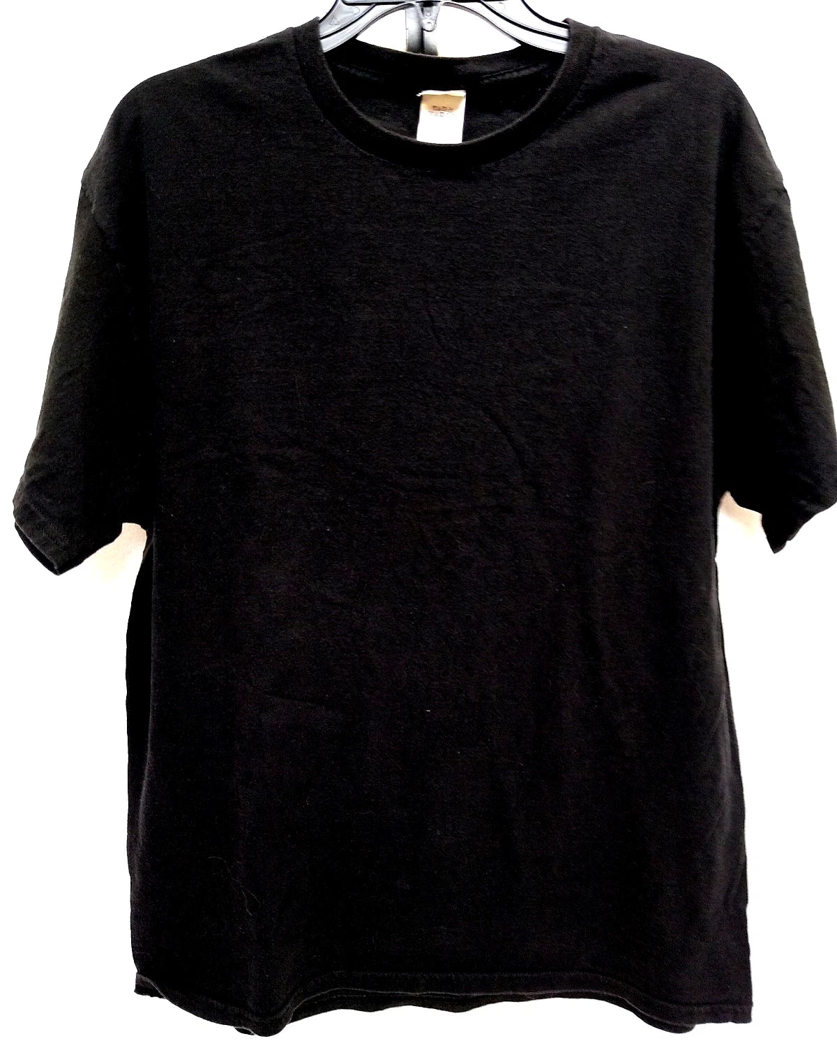 HANES Simple Black Short Sleeve Plain T-Shirt Size Large