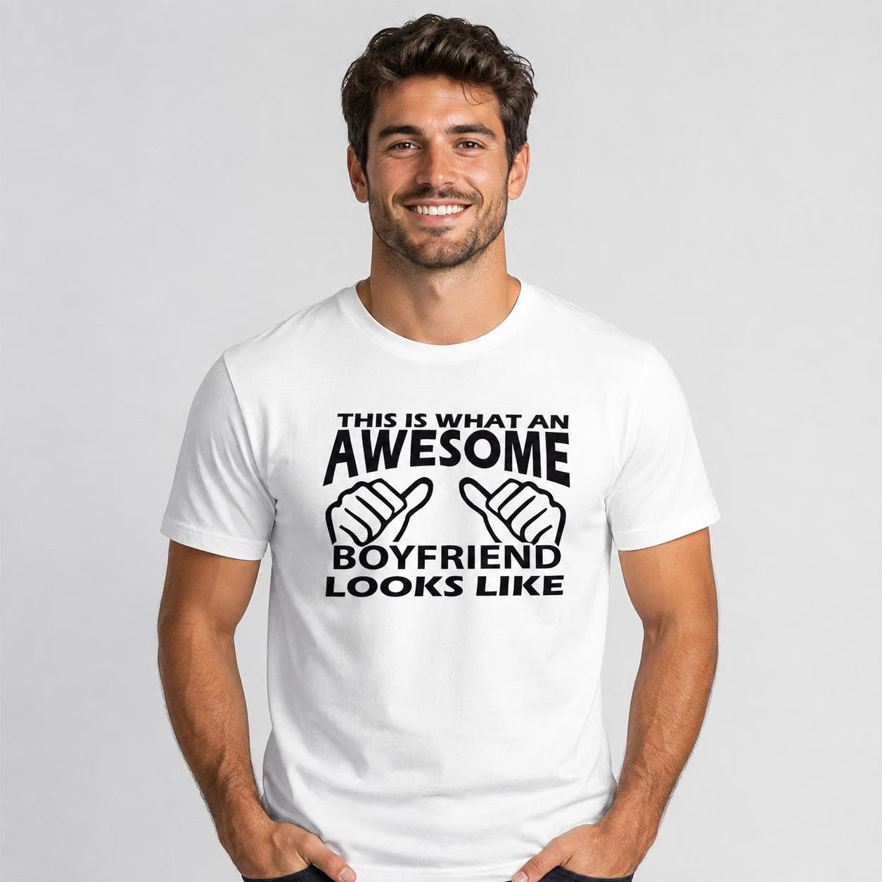 Awesome Boyfriend T-Shirt Funny Gift For Him White Novelty Tee Casual Top Shirt