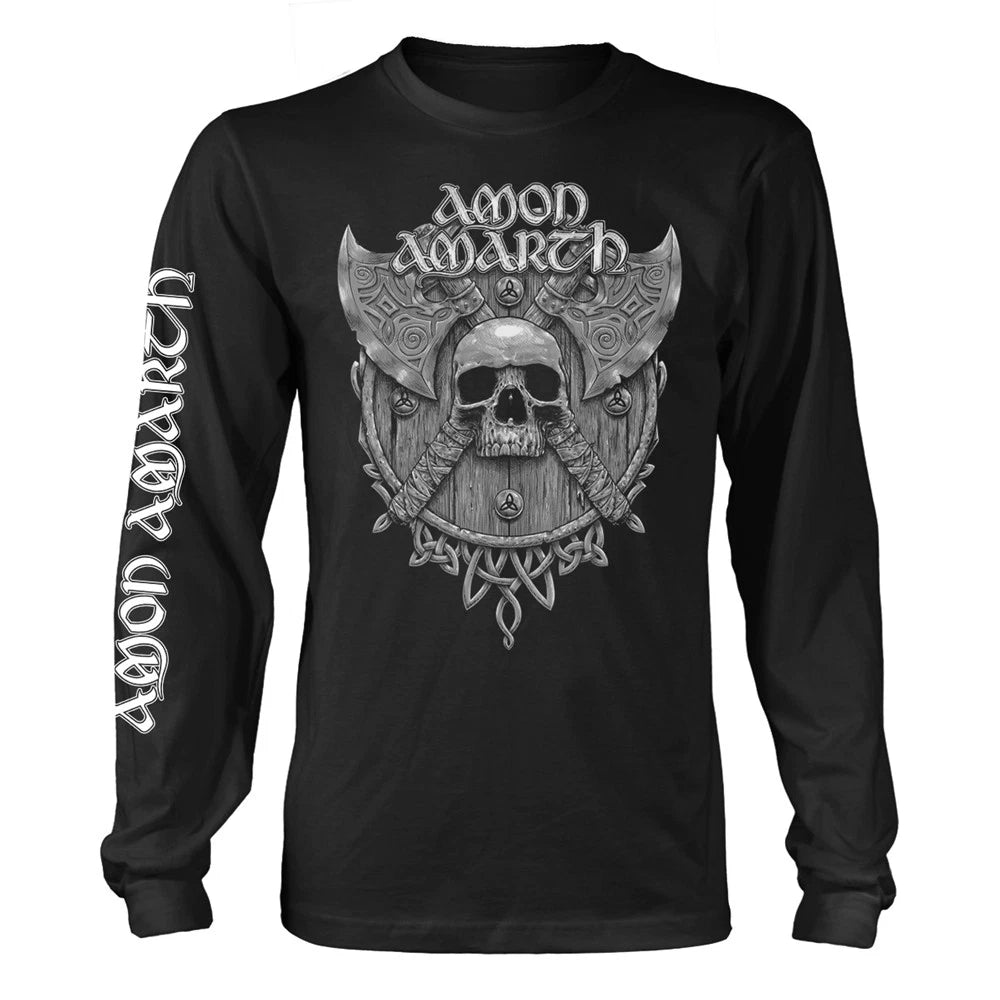 AMON AMARTH - GREY SKULL (BLACK) BLACK Long Sleeve Shirt Large