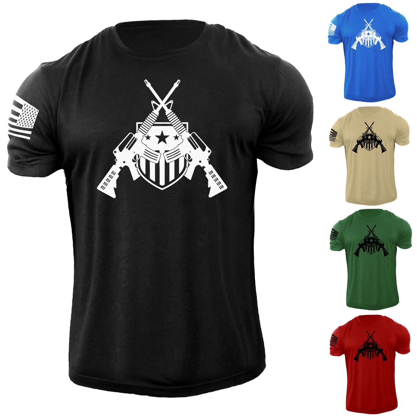 Men's USA Patriotic Military T Shirt 100% Cotton Distressed Tee