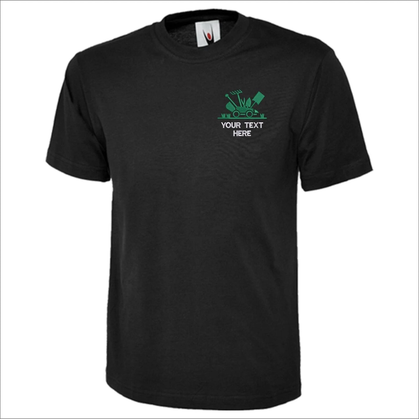 Personalised Embroidered Custom Text Gardener Service TShirt Workwear Farmer Top