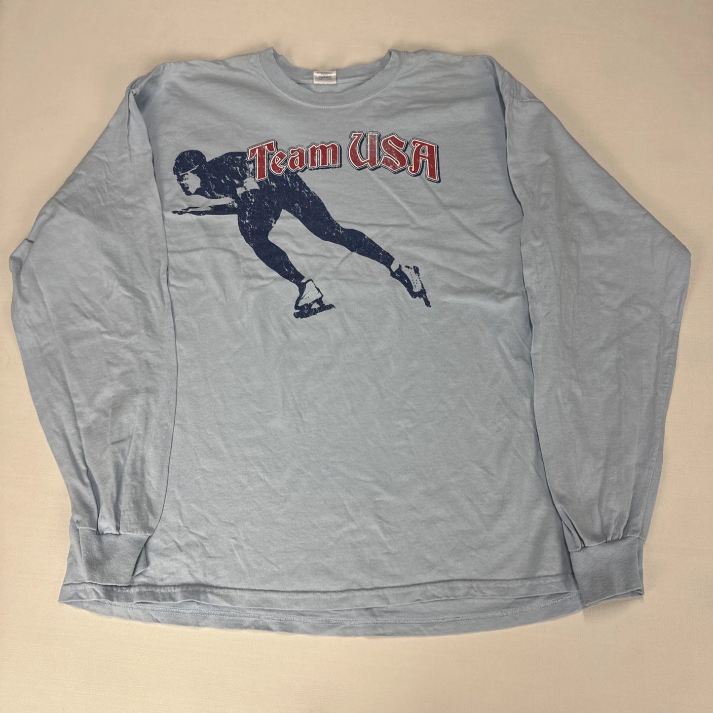 Vintage VANCOUVER OLYMPICS T Shirt Adult 2XL Light Blue Long Sleeve Team USA