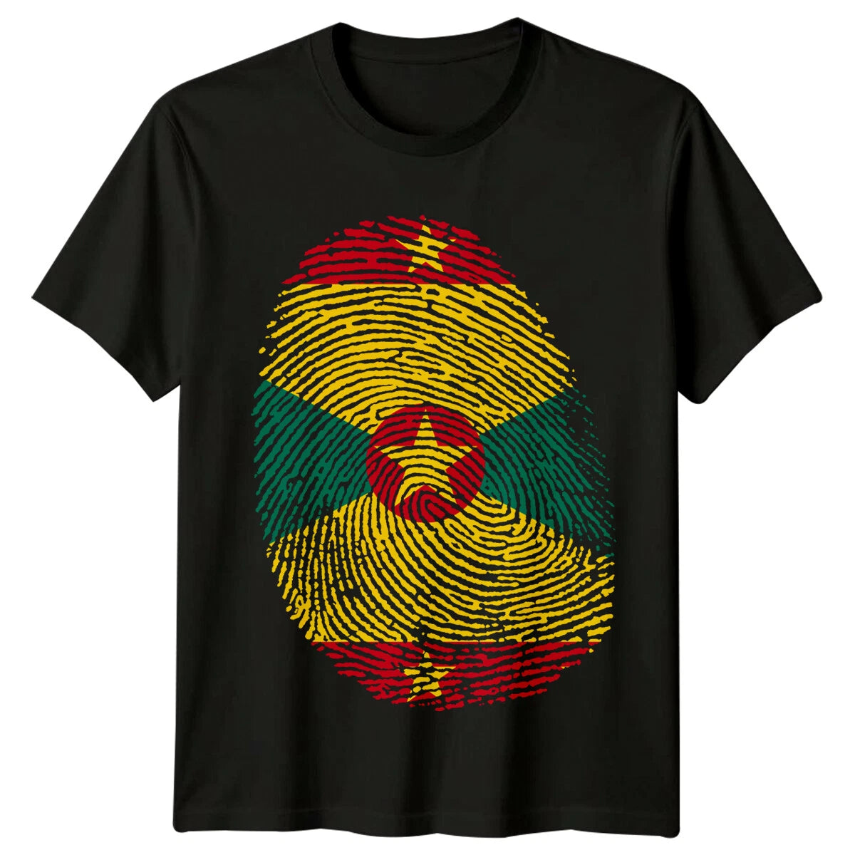 Grenada Flag Fingerprint Travel Mens T-Shirt Island Pride Tee