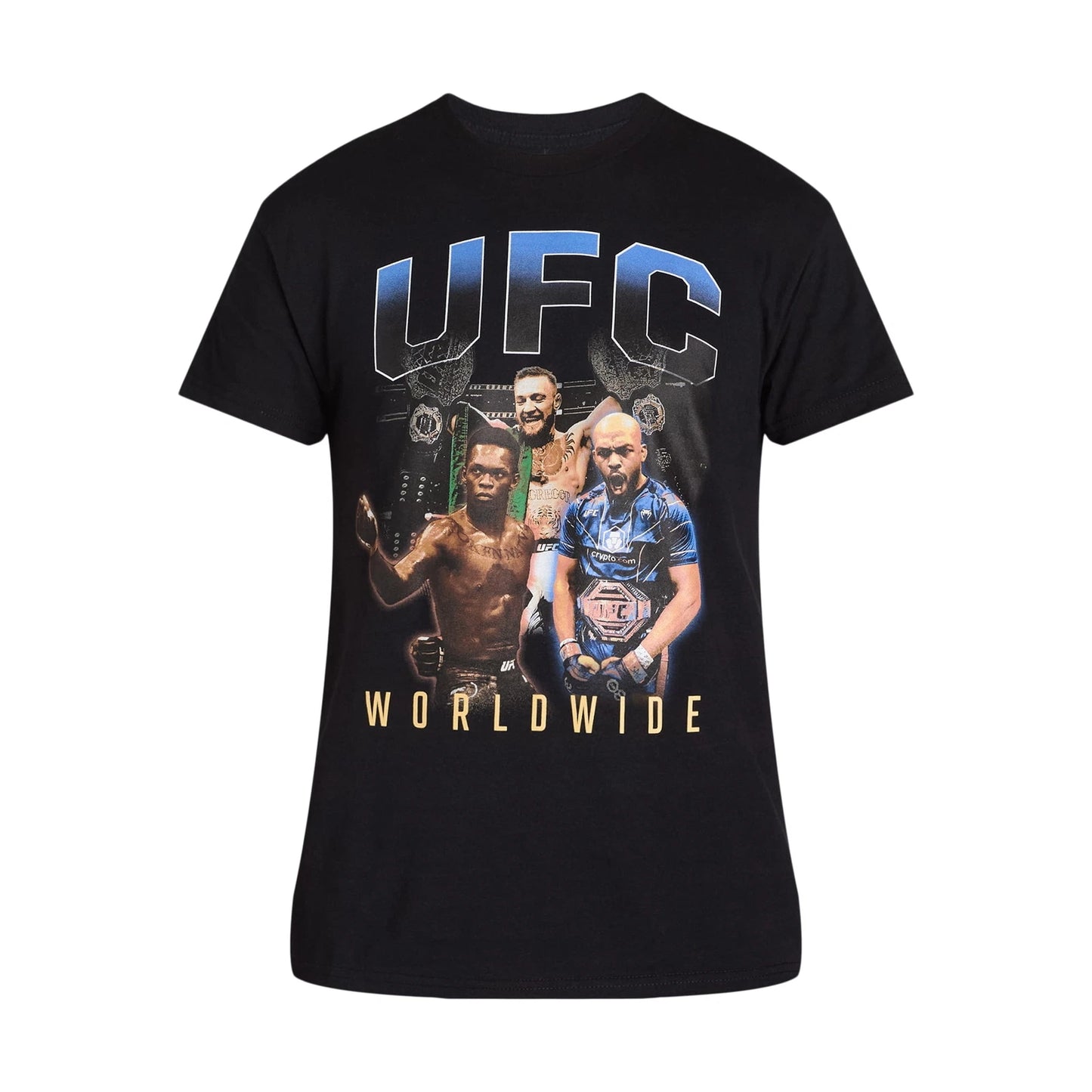 UFC Worldwide Men's Black Graphic Short Sleeve Crewneck T-Shirts Tee: S-3XL