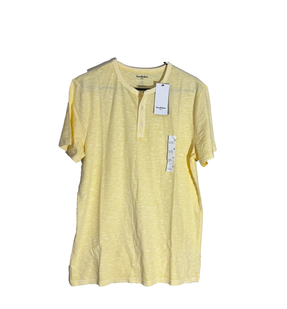 Goodfellow & Co Mens Henley T Shirt M Yellow Standard Short Sleeve NWT