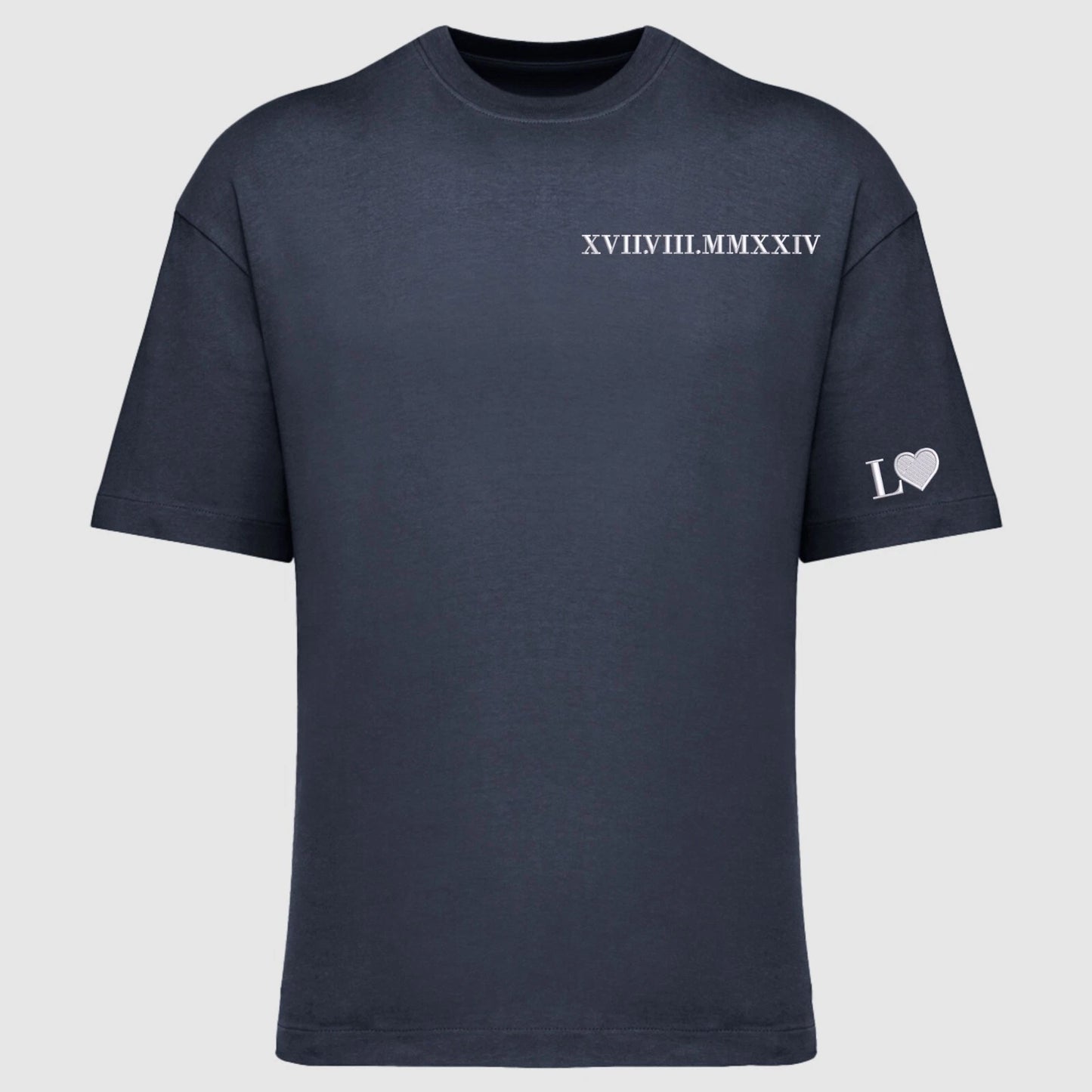 Embroidered Roman Numerals Native Spirit Oversized T-Shirt Custom Initial T Top