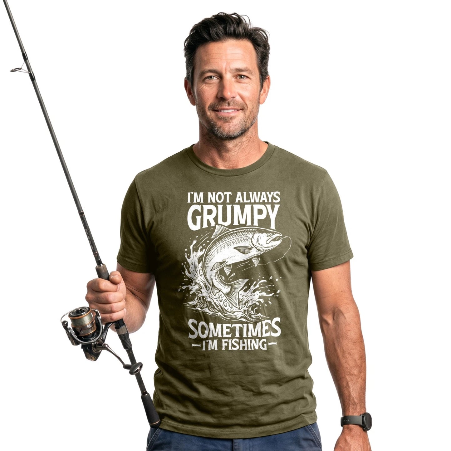 Funny Fishing I'm Not Always Grumpy T-shirt | Fisherman Dad Father Joke Gift Tee