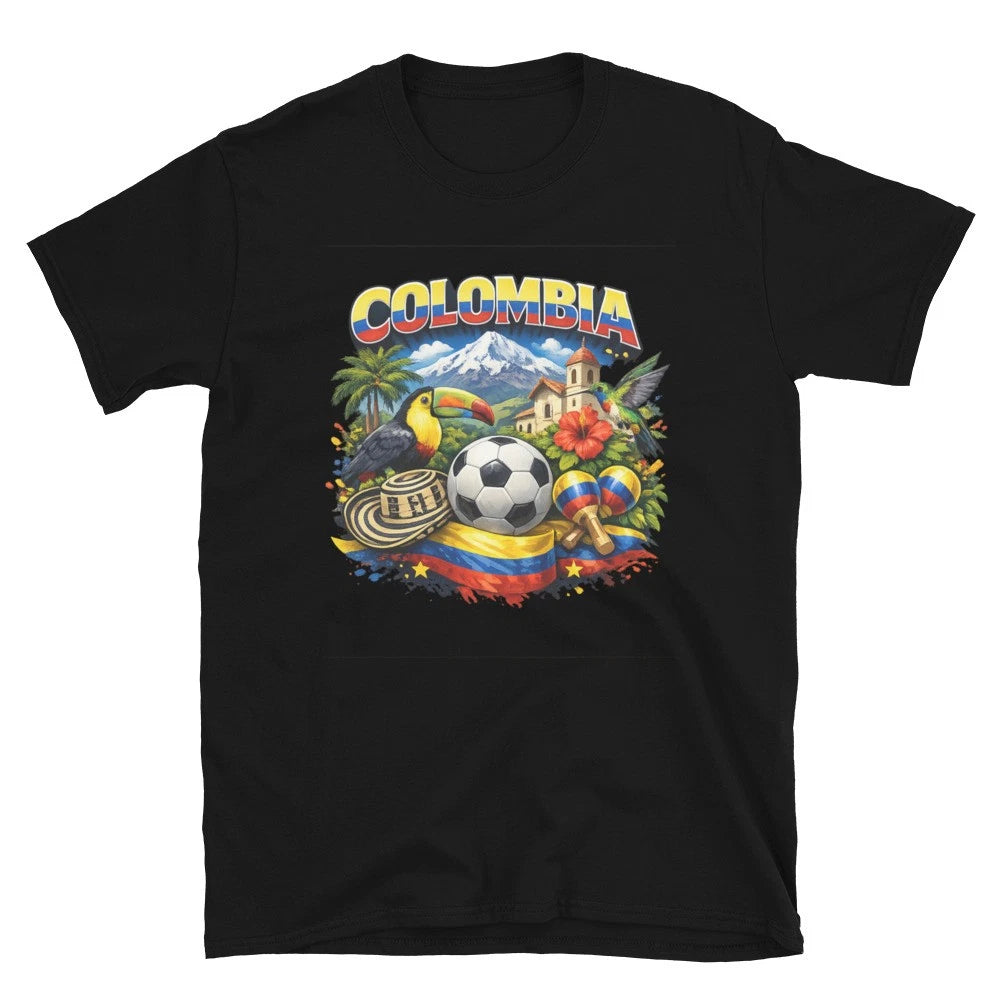 Colombia Passion World Cup Football Fan T-Shirt Yellow, Blue & Red Unisex
