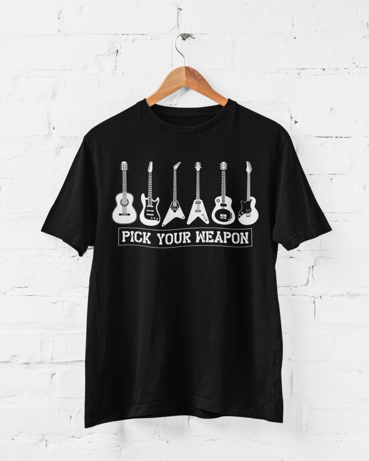 Pick Your Weapon Guitar T Shirt Funny Musician Gift Idea Guitarist Player Funny
