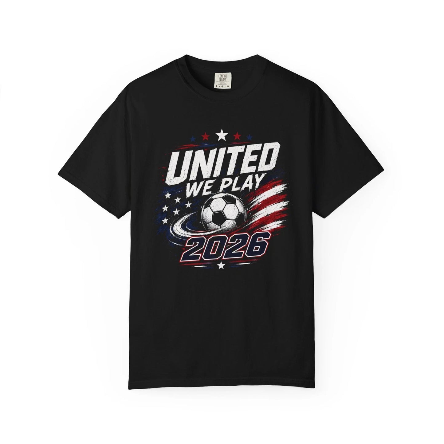 United We Play USA 2026 Soccer T-Shirt | American Flag Soccer Graphic
