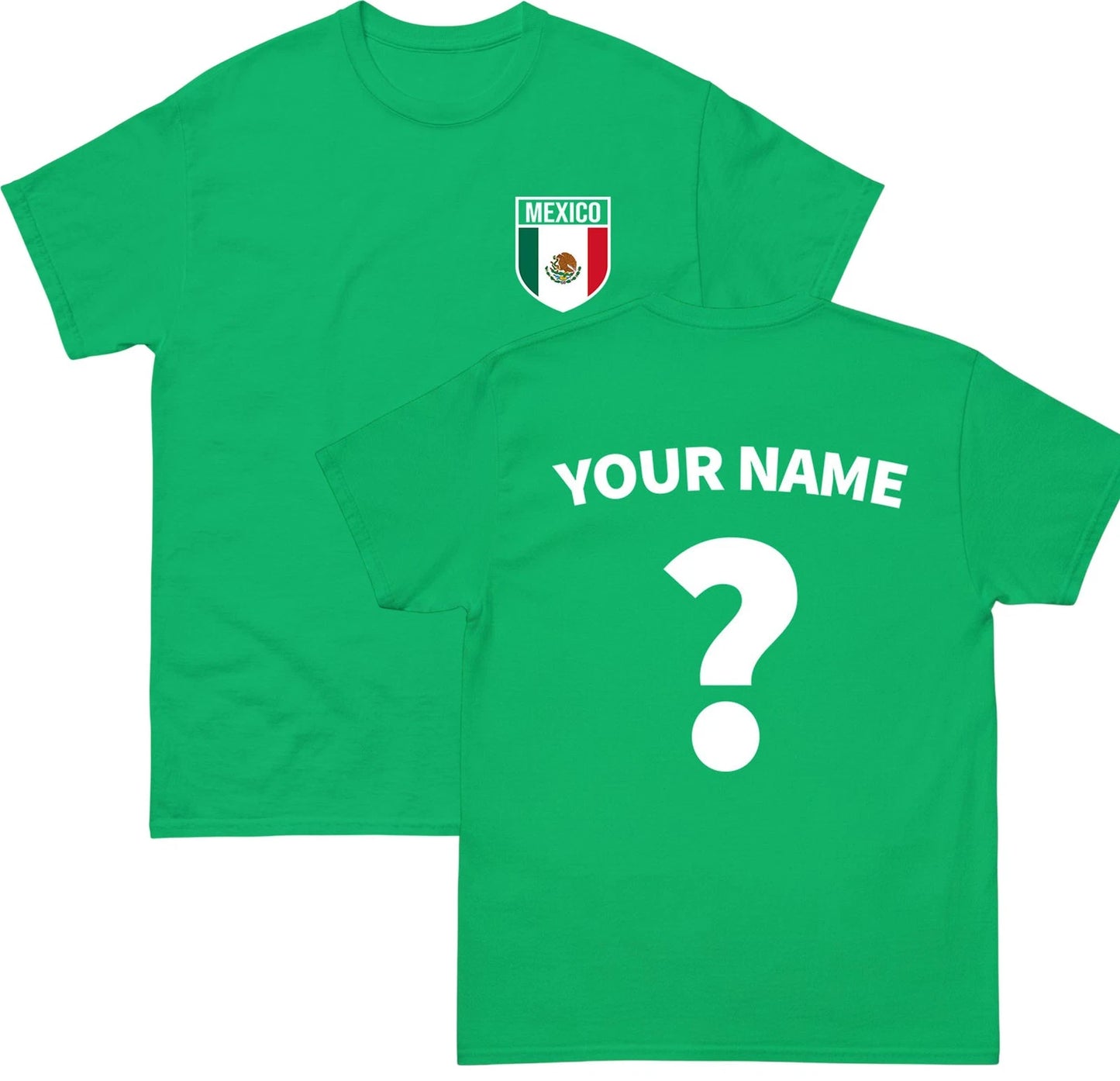 Personalised Mexico Badge football T Shirt, Custom football Name and Number Tee
